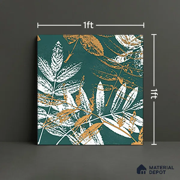 Floral Wall Tile TL 07249 C Plana 8007 GLM (Gold) 1 ft x 1 ft Ceramic Matte Finish - 9 mm  | 2 mm Spacer is Mandatory | Please Expect a Slight Variation of Pattern (Sample)
